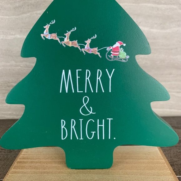 Rae Dunn Merry & Bright Christmas Tree Sign - Picture 2 of 5